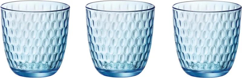 Waterglas/drinkglas - 12x stuks - transparant met relief - 290 ml fra Bormioli Rocco i Blå – produktbillede