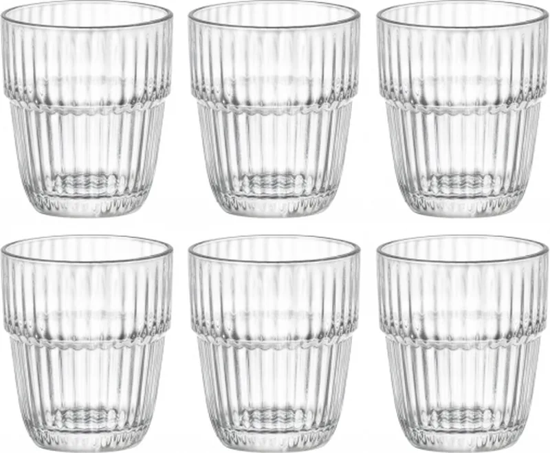 Waterglazen Barshine 210 ml - Set van 6 - Modern Design Gehard Glas - Stevig en Duurzaam - Perfect voor Dagelijks Gebruik by Bormioli Rocco in Transparent – product photo