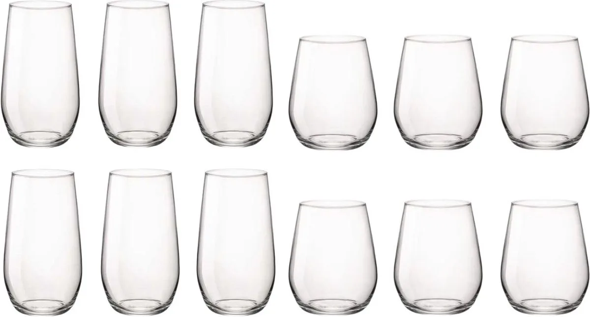 Waterglazenset Electra - (Waterglazen & Longdrinkglazen) - 12 delige set van Bormioli Rocco in Transparant – productfoto