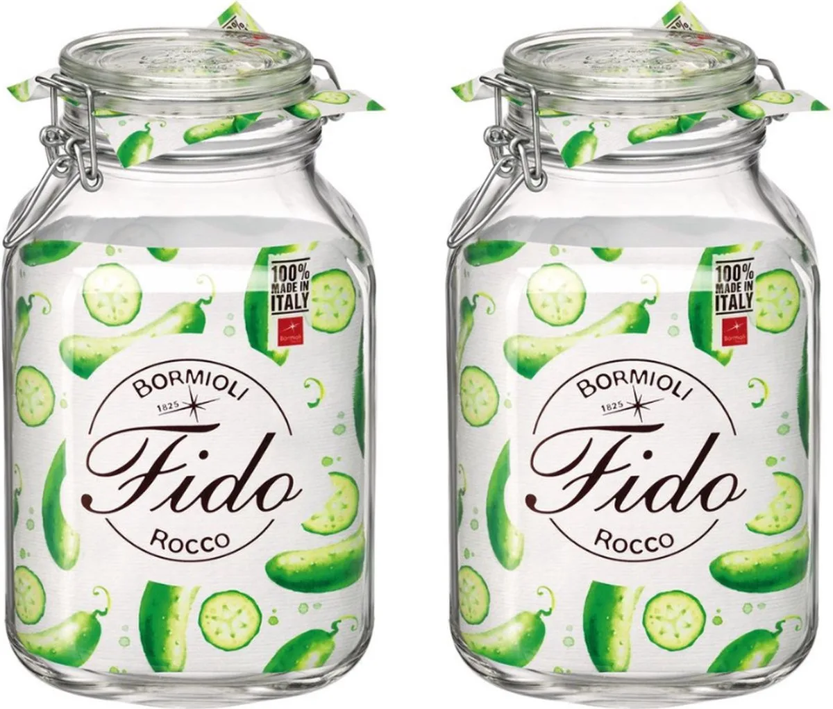 Weckpot Fido Vierkant - 14 x 14 cm / 3 Liter - 2 stuks fra Bormioli Rocco i Gennemsigtig – produktbillede