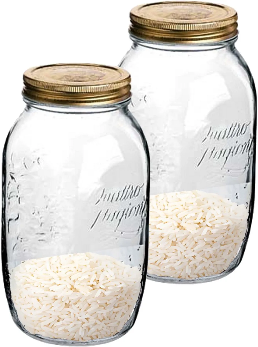 Weckpot/inmaakpot - 2x - 1,5 L - glas - met draaideksel - 21 x 10 cm fra Bormioli Rocco i Gennemsigtig – produktbillede