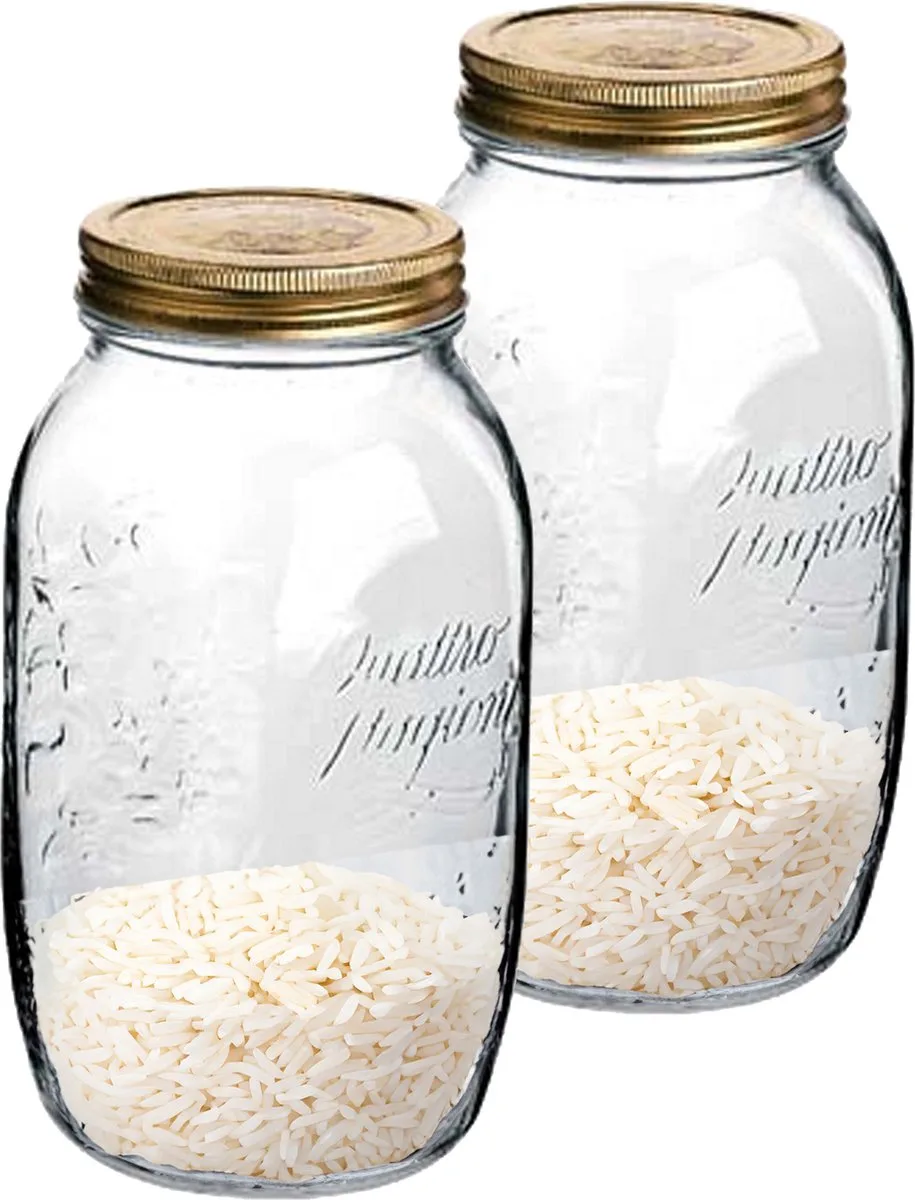 Weckpot/inmaakpot - 2x - 1,5 Liter - glas - met draaideksel - 21 x 10 cm von Bormioli Rocco in Transparent – Produktfoto
