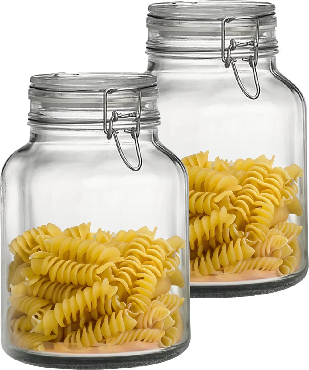 Weckpot/inmaakpot - 2x - 2L - glas - met beugelsluiting - luchtdicht - 12 x 22 cm van Bormioli Rocco in Transparant – productfoto