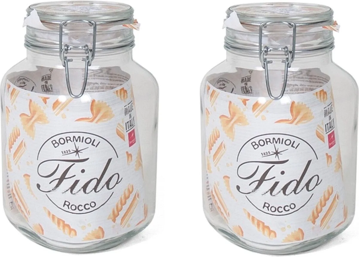 Weckpot/inmaakpot - 2x - 2L - glas - met beugelsluiting - luchtdicht - 12 x 22 cm de Bormioli Rocco en Transparent – photo produit