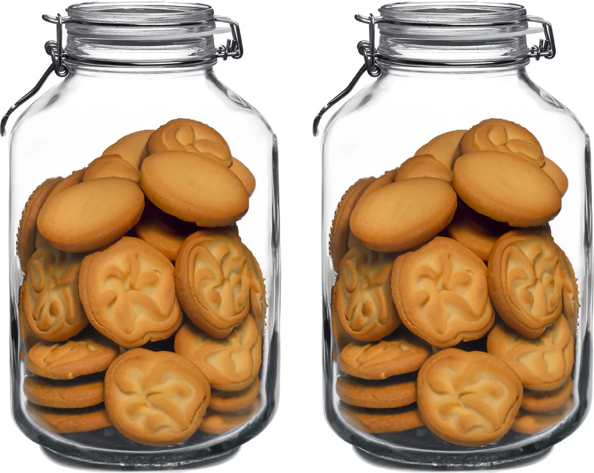 Weckpot/inmaakpot - 2x - 4L - glas - met beugelsluiting - luchtdicht - voorraadpot van Bormioli Rocco in Transparant – productfoto