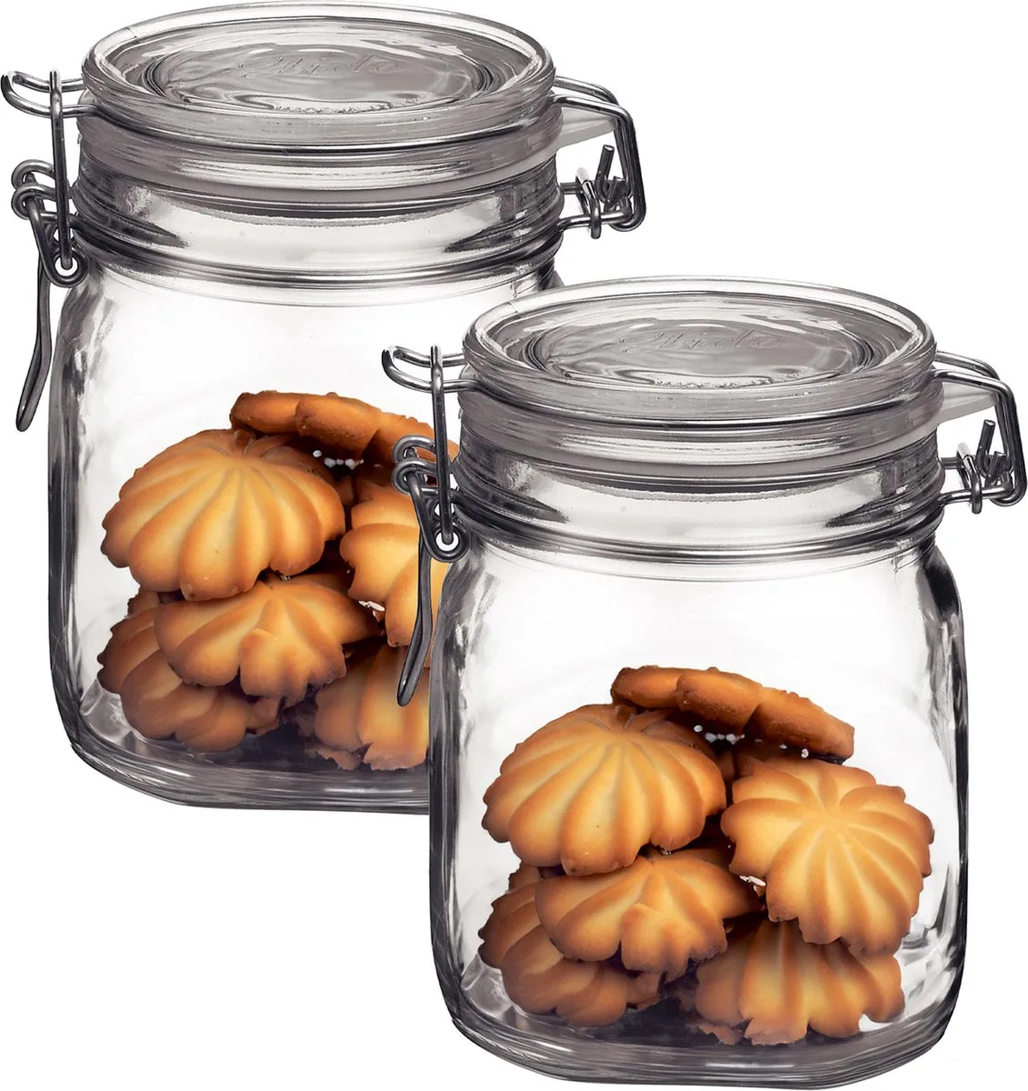 Weckpot/inmaakpot - 2x - 750 ML - glas - met beugelsluiting - luchtdicht - 10 x 13 cm fra Bormioli Rocco i Gennemsigtig – produktbillede