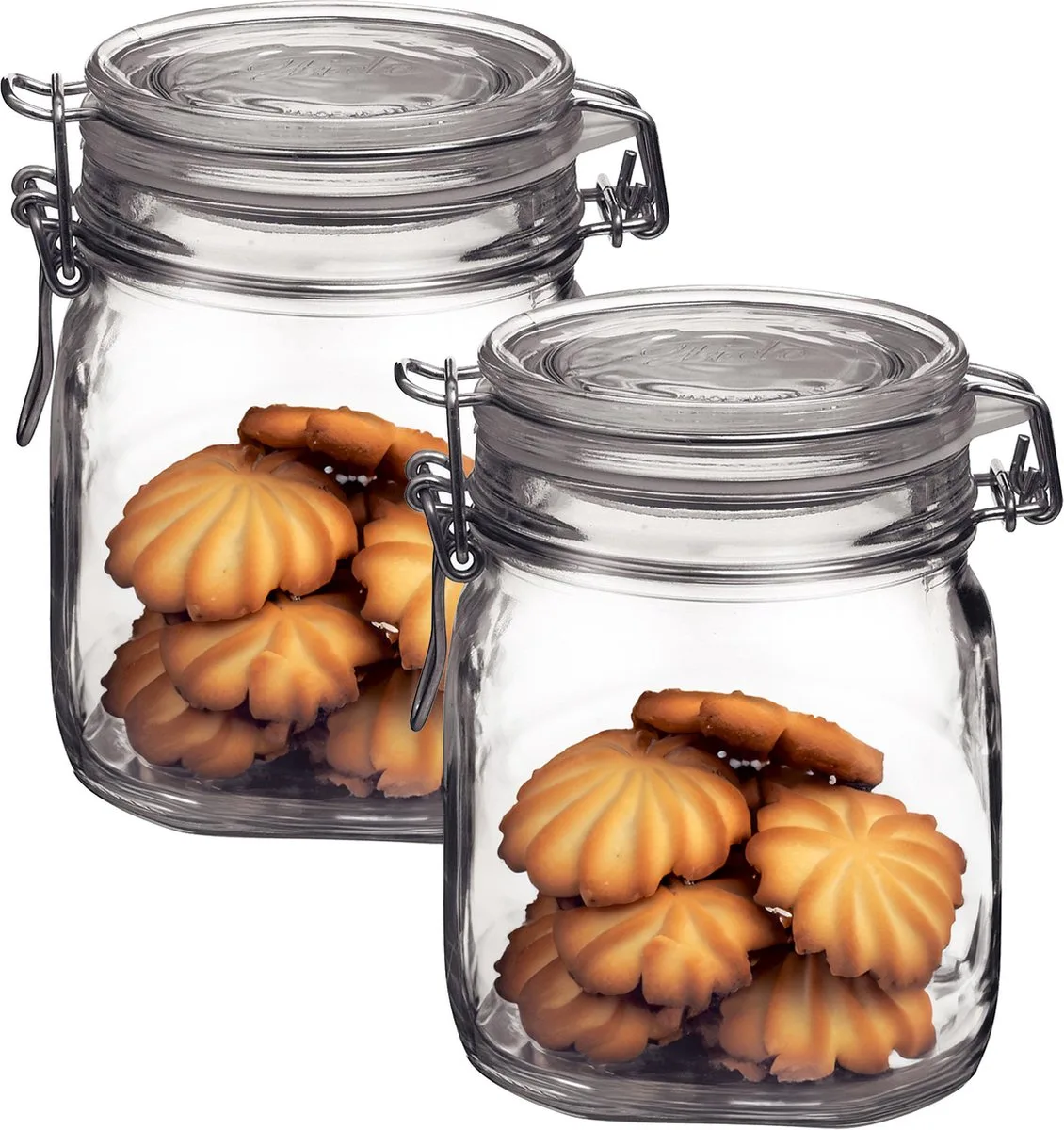Weckpot/inmaakpot - 2x - 750 ML - glas - met beugelsluiting - luchtdicht - 10 x 13 cm de Bormioli Rocco en Transparent – photo produit