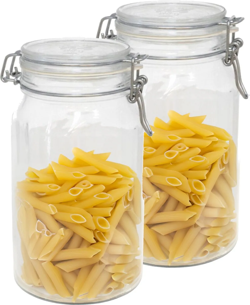 Weckpot/inmaakpot - 2x - glas - 1,5 liter - met beugelsluiting - luchtdicht van Bormioli Rocco in Transparant – productfoto