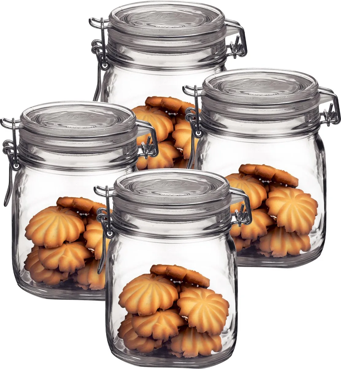 Weckpot/inmaakpot - 4x - 750 ML - glas - met beugelsluiting - luchtdicht - 10 x 13 cm van Bormioli Rocco in Transparant – productfoto