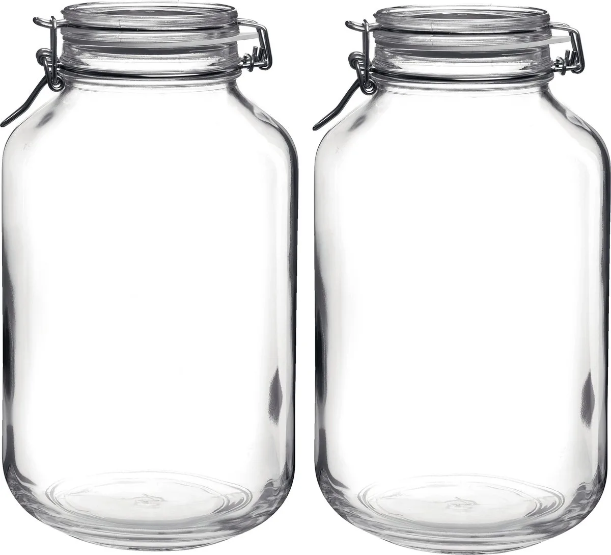 Weckpot/inmaakpot - Set van 2x stuks - 4L - glas - met beugelsluiting - luchtdicht - voorraadpot de Bormioli Rocco en Transparent – photo produit