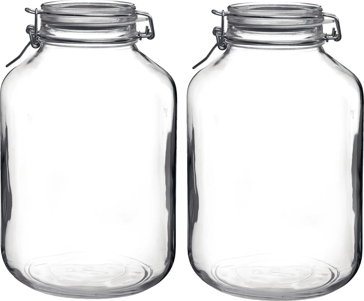 Weckpot/inmaakpot - Set van 3x stuks - 5000 ml - glas - beugelsluiting - D17 x H29 cm van Bormioli Rocco in Transparant – productfoto