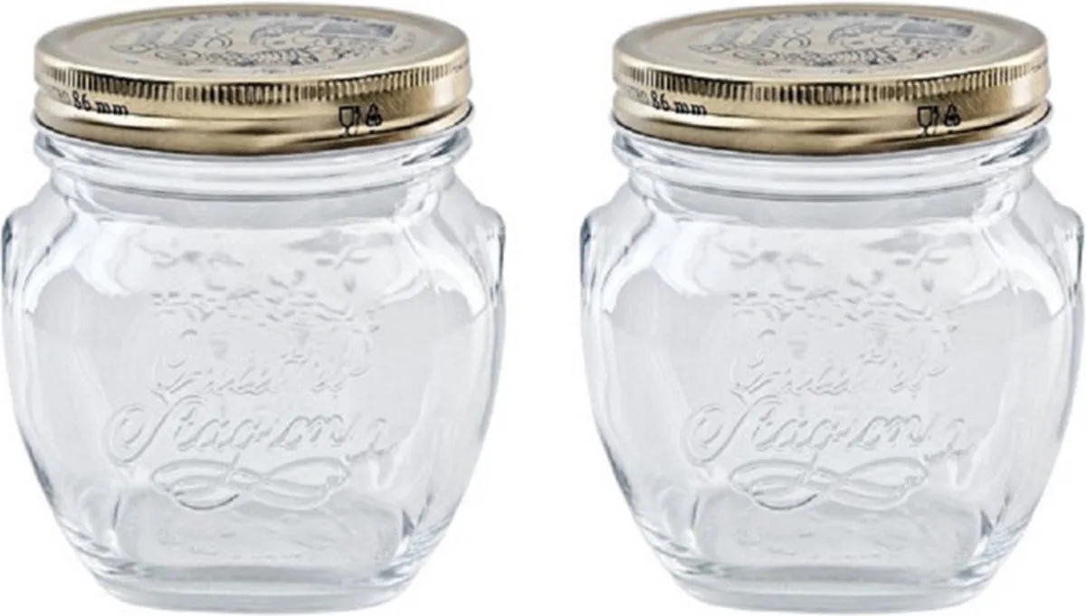 Weckpot/inmaakpot - Set van 4x stuks - met schroefdeksel - 500 ml van Bormioli Rocco in Transparant – productfoto
