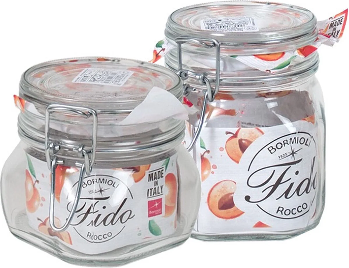 weckpotten inmaakpotten set - 2x stuks - 500 ml/750 ml - met beugelsluiting - voedsel voorraadpotten van Bormioli Rocco in Transparant – productfoto