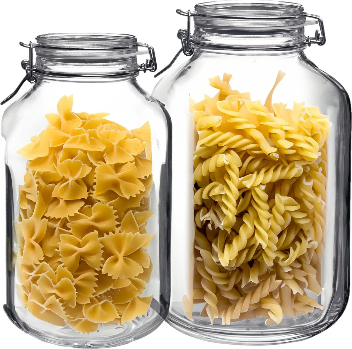 weckpotten / inmaakpotten - Set van 2x stuks - met beugelsluiting - 4 en 5 liter - Voorraadpotten van Bormioli Rocco in Transparant – productfoto