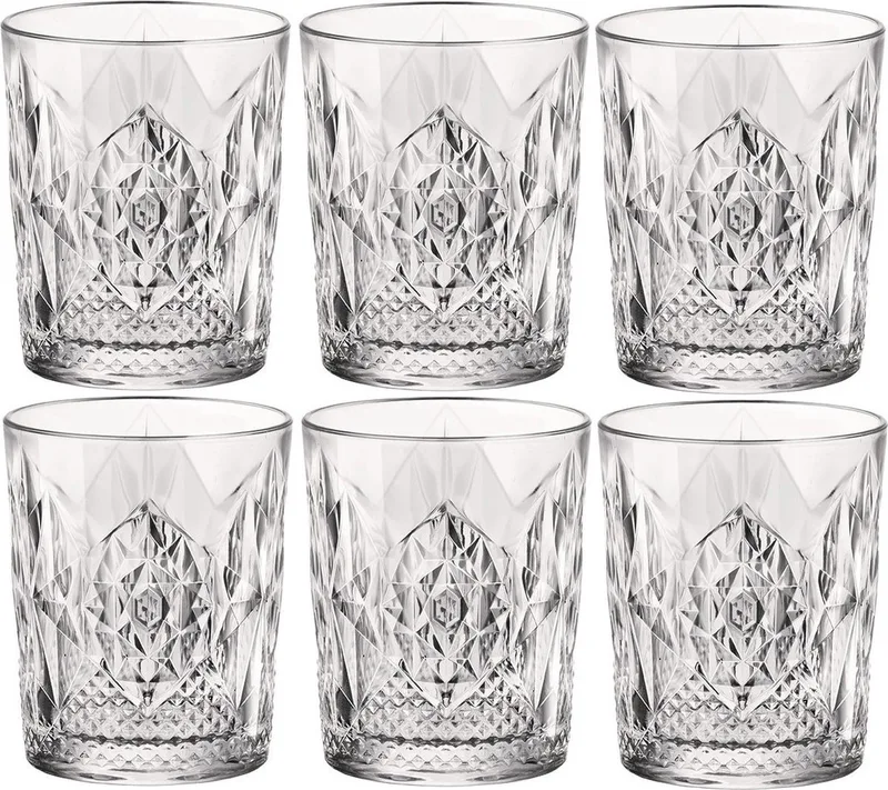 Whiskeyglazen - 18x stuks - glas - 390 ml - gedecoreerd - drinkglazen - borrelglazen de Bormioli Rocco en Transparent – photo produit