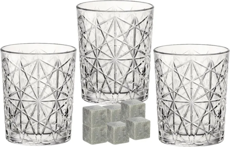 whiskyglazen - set 6x van 390 ml - 9x whisky ijsblokstenen - Cadeau set vaderdag von Bormioli Rocco in Transparent – Produktfoto