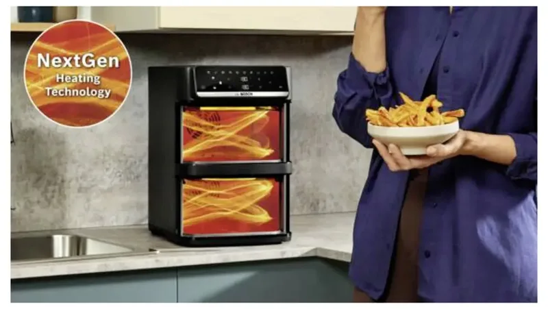 MAFD661B0 XXL Airfryer - Serie 6 - 12L - 2x6L - Dubbele mand - Ontdooifunctie - Warmhoudfunctie - Tot 8 personen van Bosch in Zwart – productfoto 2 van 2