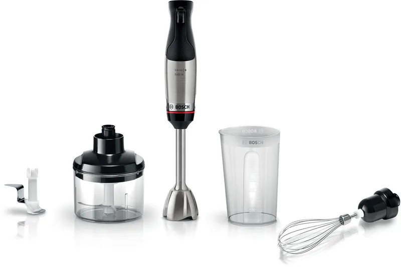 MSM6M622 ErgoMaster Serie 6 - Staafmixer set - 1000W - Inclusief maatbeker, garde, hakmolen & ijscrusher by Bosch in Rvs – product photo