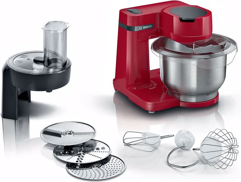 MUM Serie 2 - MUMS2ER01 - Keukenmachine - 700W - 3,8L - 3 Snijschijven van Bosch in Rood – productfoto