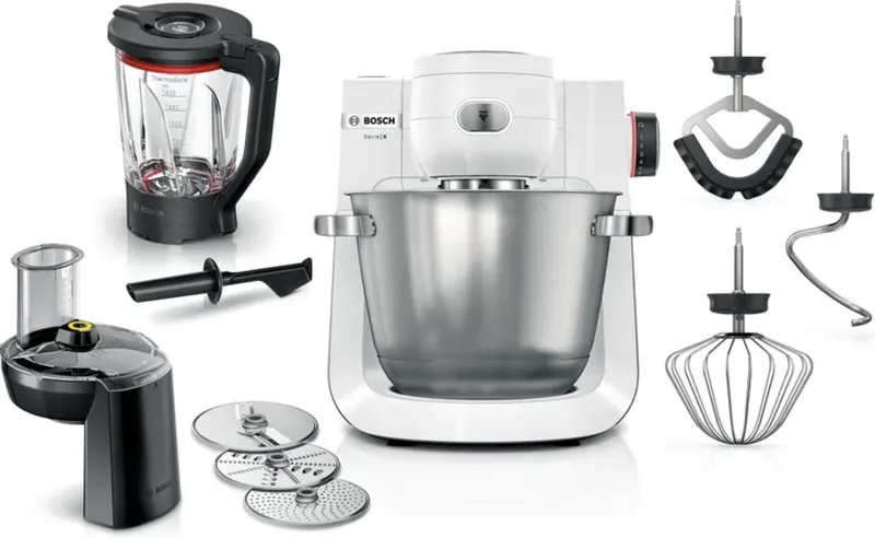 MUM Serie 6 - MUMS6EW22 - Keukenmachine - 1600W - 5,5L - Wit/RVS de Bosch en Blanc – photo produit