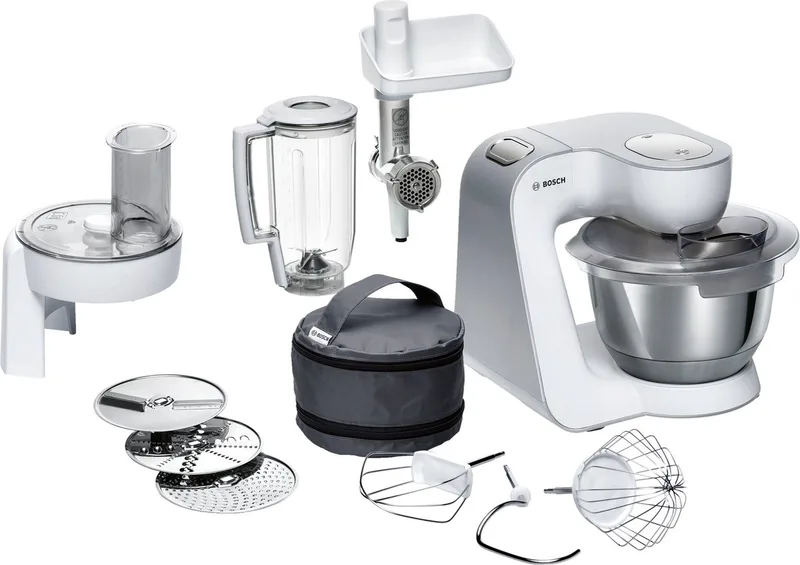 MUM5 - MUM58231 - Keukenmachine - 1000W - Keukenrobot - Keukenmixer - Mixer met Mengkom - 3,9L - Wit/Zilver by Bosch in White – product photo