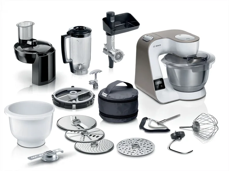 MUM5XL74 - Serie 4 Keukenmachine met weegschaal en timer MUM 5 1000 W Wit, Champagne MUM5XL74 de Bosch en Kunststof – photo produit