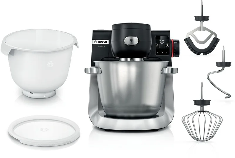 MUMS6ZS18 - Serie 6 Keukenmachine met weegschaal en timer 1600 W Zwart, RVS MUMS6ZS18 by Bosch in Kunststof met RVS – product photo