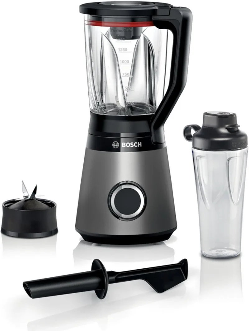 Serie 4 MMB4194S - Blender - 1,5L - VitaPower - 1200W - 10 jaar motorgarantie - Met veiligheidsdeksel - Zilver by Bosch in Black – product photo