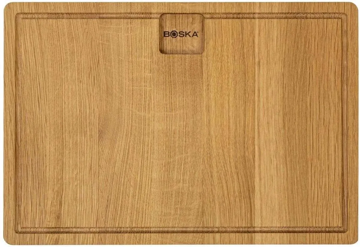 Dining Board Friends L - Eikenhouten Serveerplank - Dinerbord met opvanggeul - 39 cm fra Boska i Brun – produktbillede