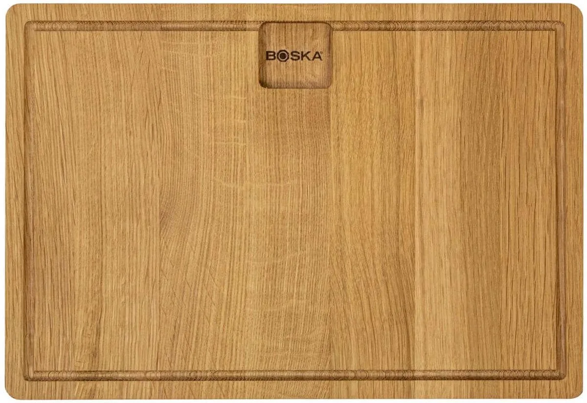 Dining Board Friends M - Eikenhouten Serveerplank - Dinerbord met opvanggeul - 33 cm fra Boska i Brun – produktbillede