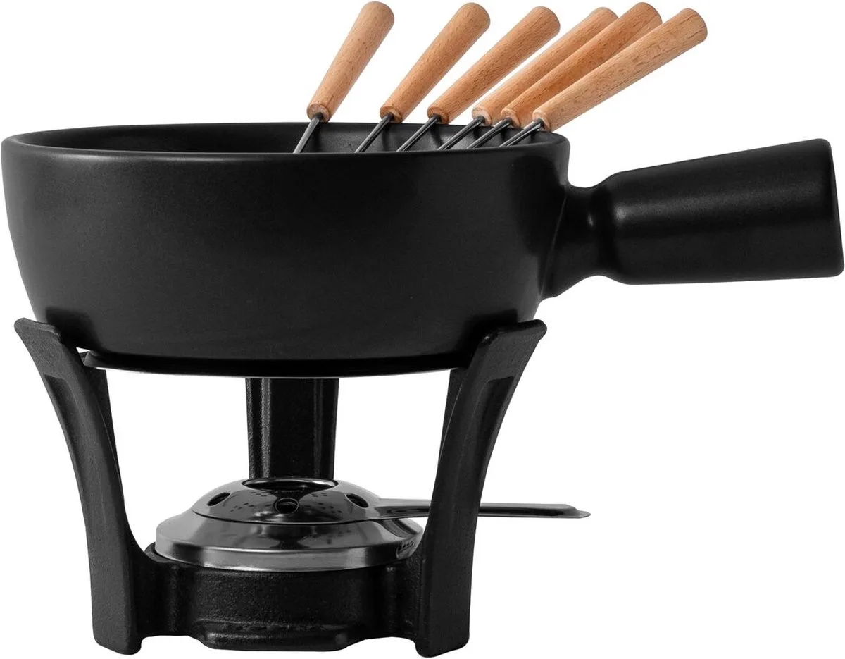 Fondueset Nero - Kaasfondueset - Zwart - 1,3 L - Voor 875 gram Kaasfondue van Boska in Zwart, Zilver – productfoto