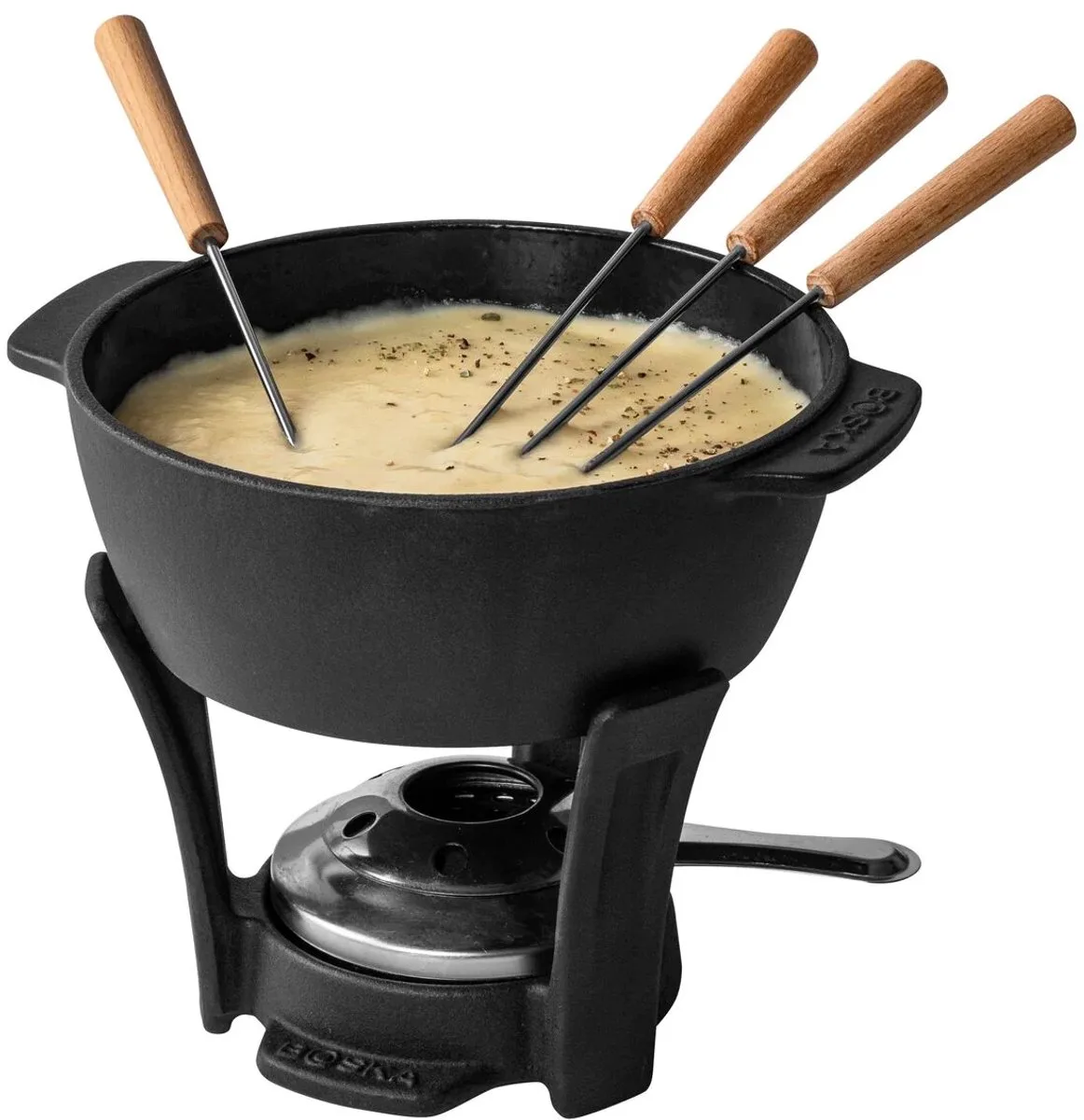 Fondueset Party Pro - Kaasfondue - Fonduepannen - Gietijzer - 1,1 L van Boska in Zwart – productfoto