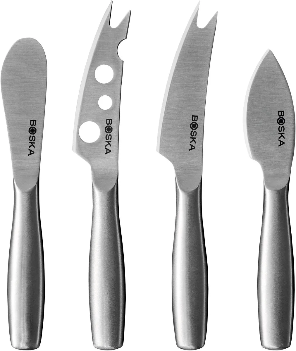 Kaasmessenset Mini Copenhagen - Kaasmesjes en botermes - Set van 4 - Kaasmessen - Vaatwasserbestendig - RVS van Boska in Zilver – Mini Copenhagen – productfoto