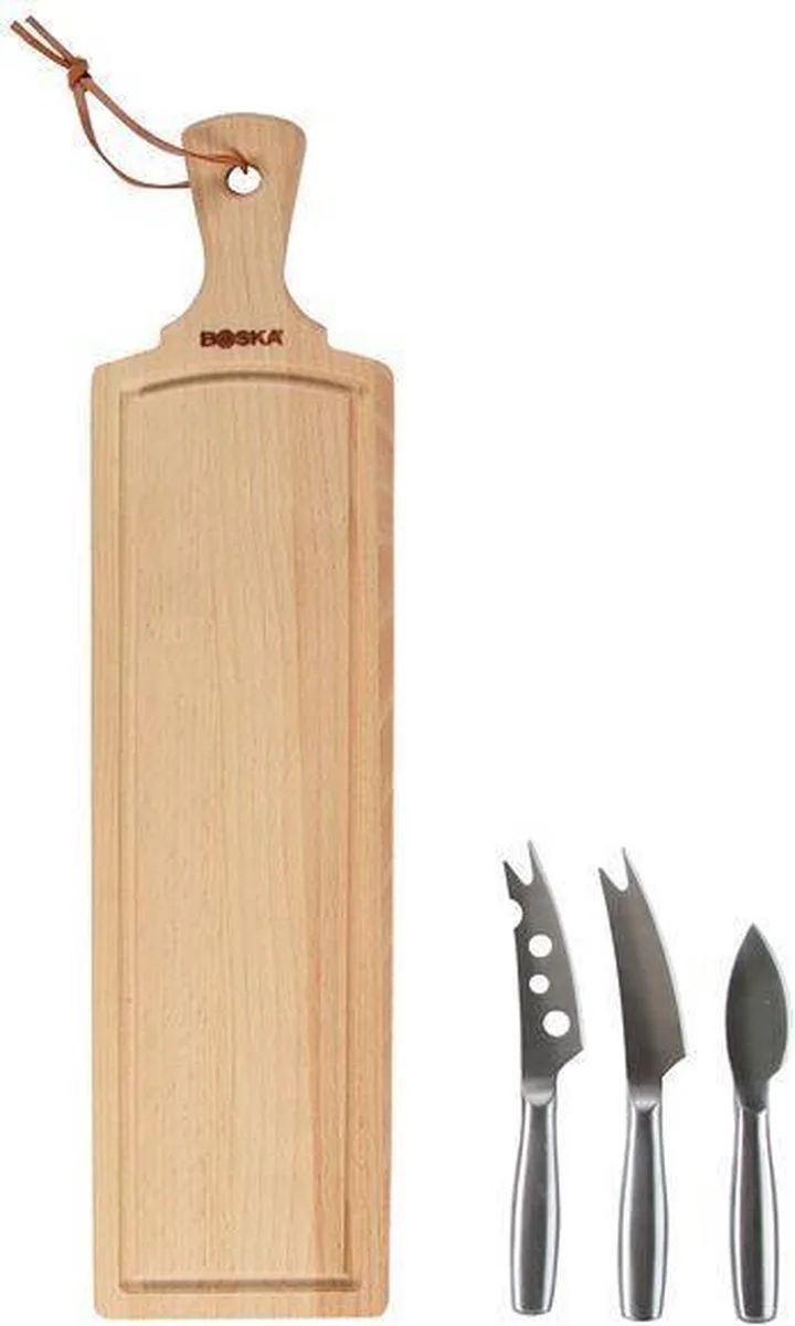 Kaasset Amigo - Kaasplank Incl. 3 kaasmesjes - RVS by Boska in White, Silver – product photo