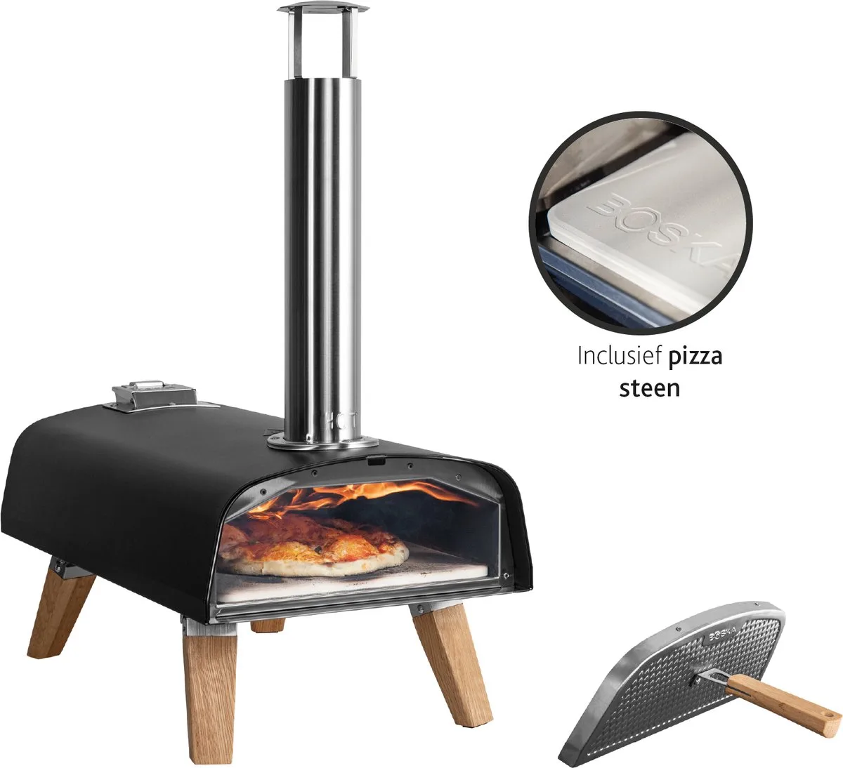 Pizza Oven Pro Pellet - Pizzaovens - Pizza oven buiten - Voor pizza en brood - Inclusief pizzasteen by Boska in Black – product photo