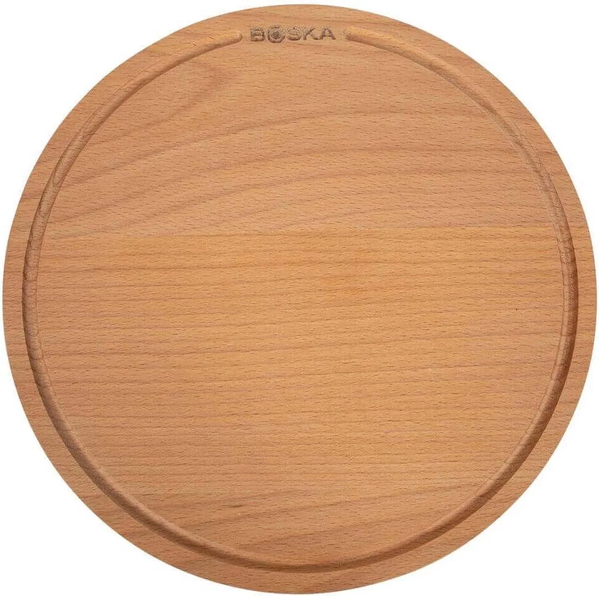 Pizzaplank Amigo M Rond - Borrelplank van Duurzaam Beukenhout - Met opvanggeul - Ø 29 cm de Boska en Marron – photo produit