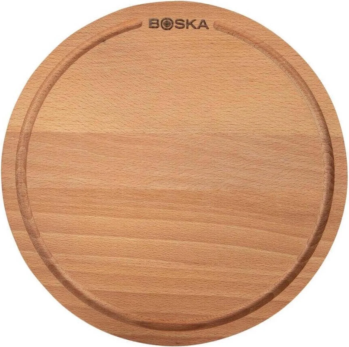 Pizzaplank Amigo S Rond - Borrelplank van Duurzaam Beukenhout - Met opvanggeul - Ø 24 cm fra Boska i Brun – produktbillede