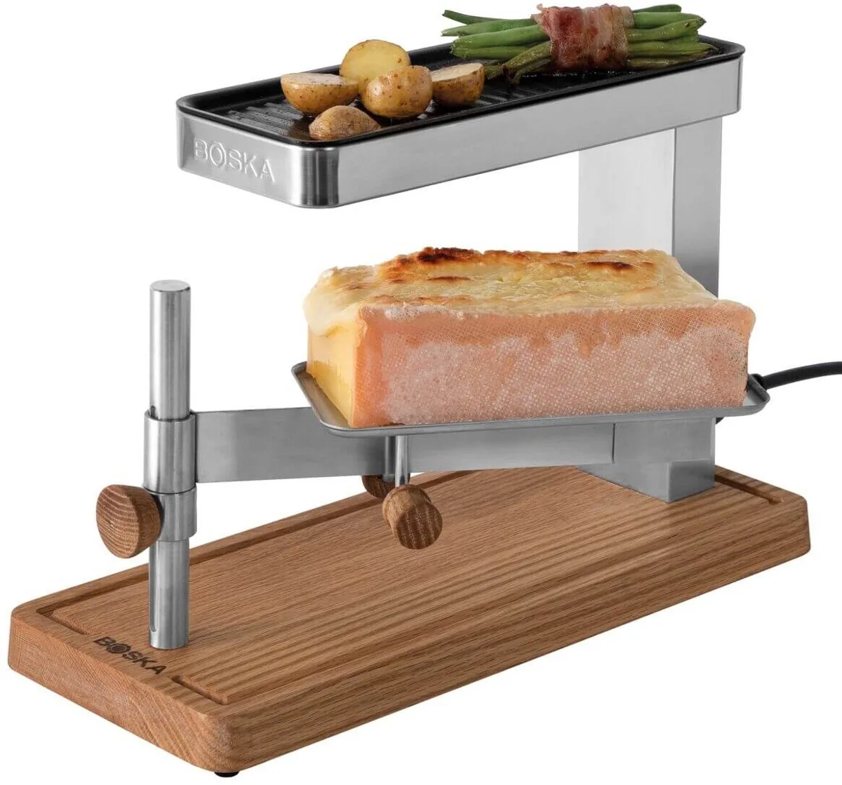 Raclette & Grill â€“ 2 Personen Raclette Set â€“ PFAS-vrije Grillplaat â€“ Eikenhout van Boska in Hout – productfoto