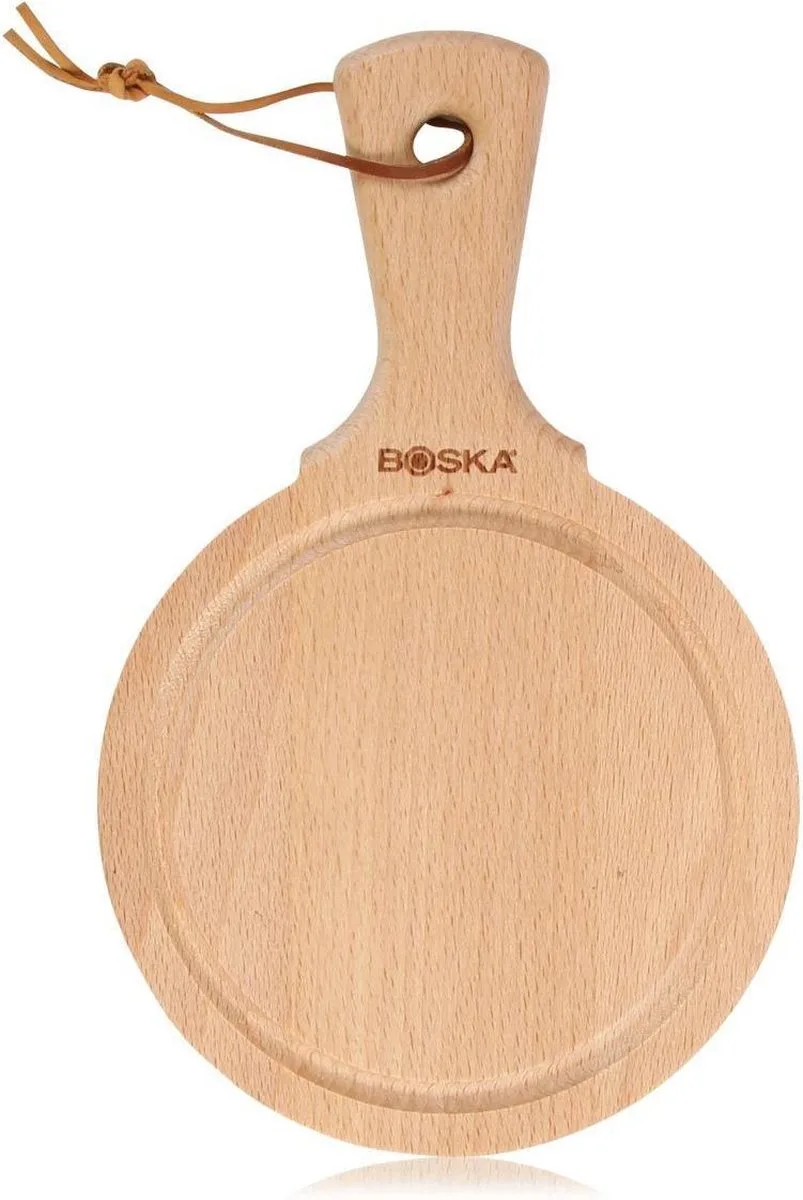 Serveerplank Rond Amigo S - Met Handgreep - Tapasplank - Borrelplank - Beukenhout - âŒ€ 15 cm by Boska in Brown – product photo