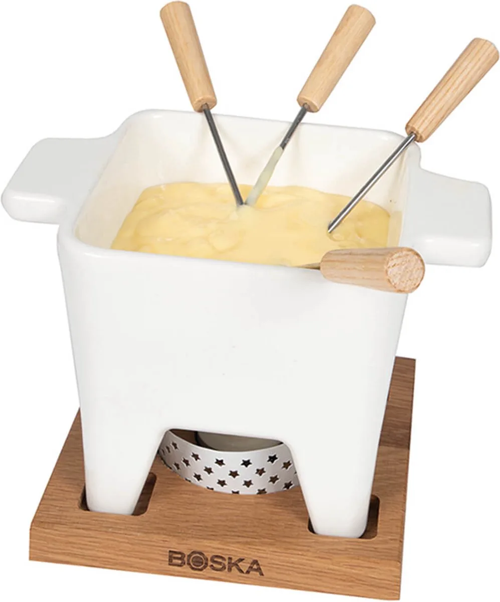 Tapas Fondueset Bianco L - Fondueset - Mag in vaatwasser en magnetron - 600 ml van Boska in Wit – productfoto