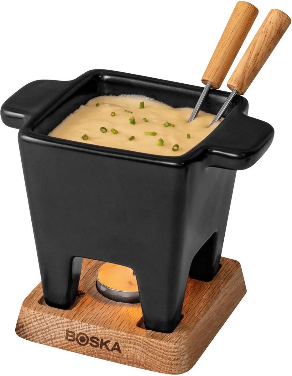 Tapas Fondueset Nero - Fondueset - Kaasfondue - voor 175 gram Kaas - 300 ml van Boska in Zwart – productfoto