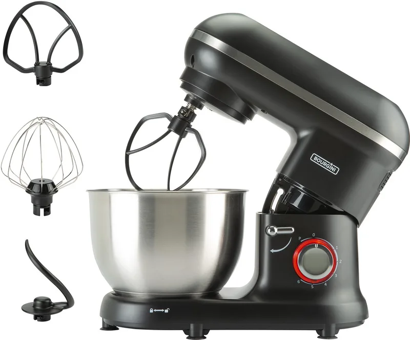 Classic Kitchen Chef Keukenmachine - 4.5L Mengkom - Keukenmixer - Keukenrobot - 1300W von Bourgini in Schwarz – Produktfoto
