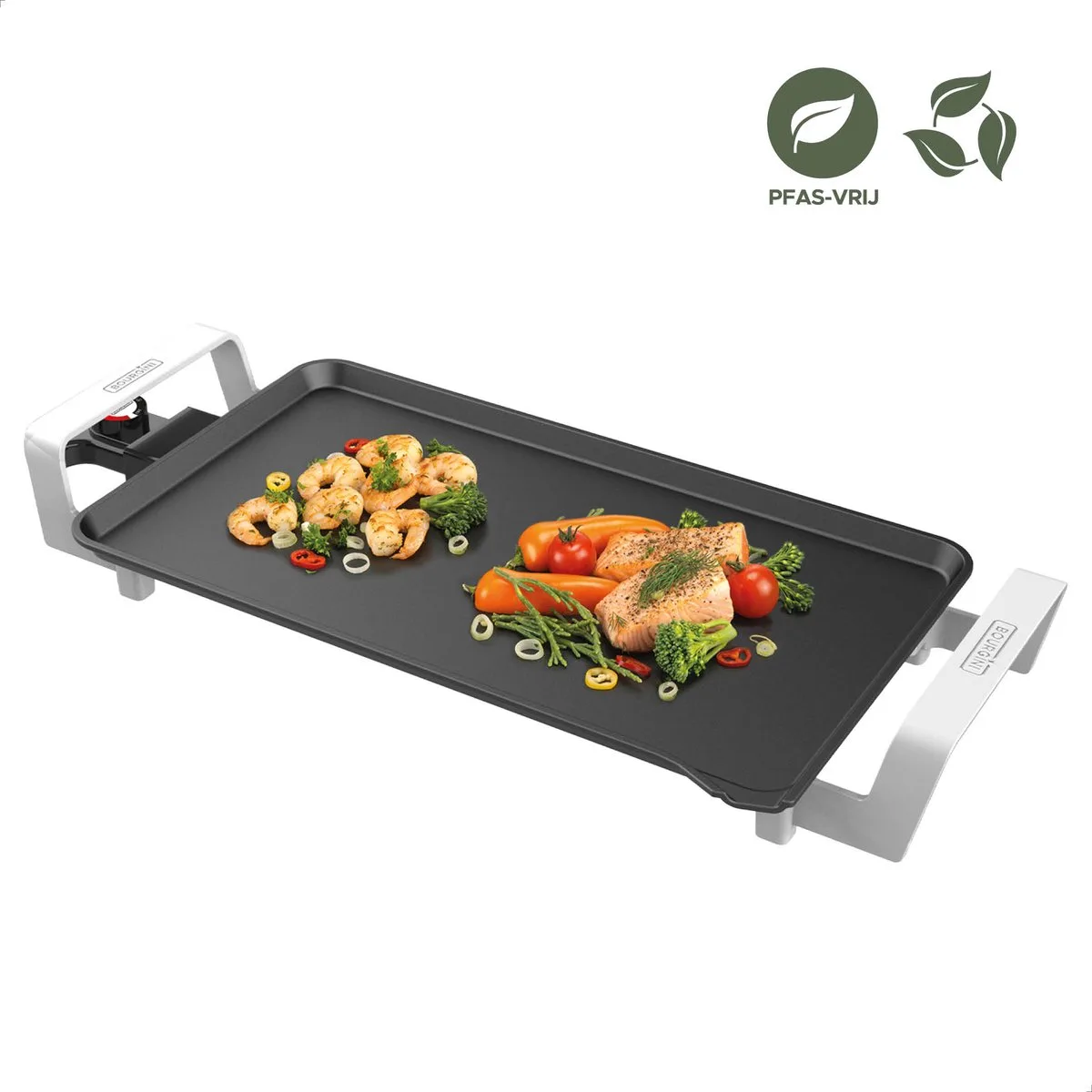 Elements - Grillplaat - Bakplaat - PFAS-Vrije keramische anti aanbaklaag - 46 x 26 cm - 4-6 personen - GRS gecertificeerd gerecyclede materialen de Bourgini en Anthracite – photo produit