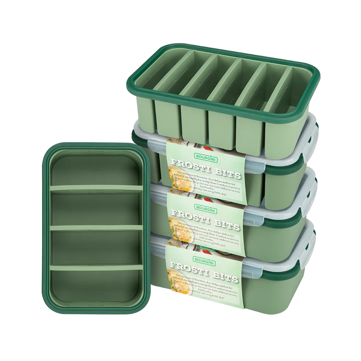 Frosti Bits - Duplo Dinner set - 5 Stuks Siliconen Meal Prep Bakjes - BPA-vrij van Bourgini – productfoto