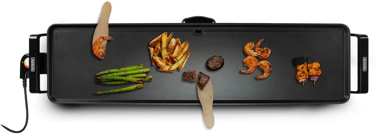Grillplaat XXL - Bakplaat - Grill apparaat - 90 x 24 cm - Teppanyaki - 8-10 personen - Anti-aanbaklaag - 2200W de Bourgini en Noir – photo produit