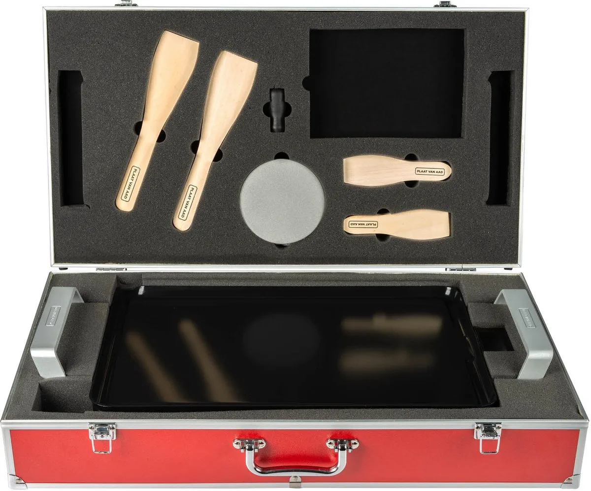 Plaat van Aad - Deluxe Grillplaat - 46x30cm - PFAS vrij Keramisch - met Opbergkist - extra dikke plaat - extra lang snoer van Bourgini in Groen – productfoto