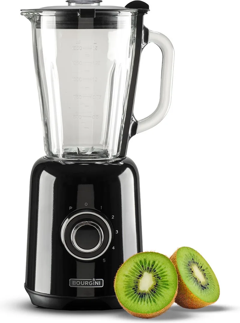 Retro Blender - 5 snelheden en pulsfunctie - 1,5 Liter - Blender Smoothie - 500 Watt by Bourgini in Black – product photo