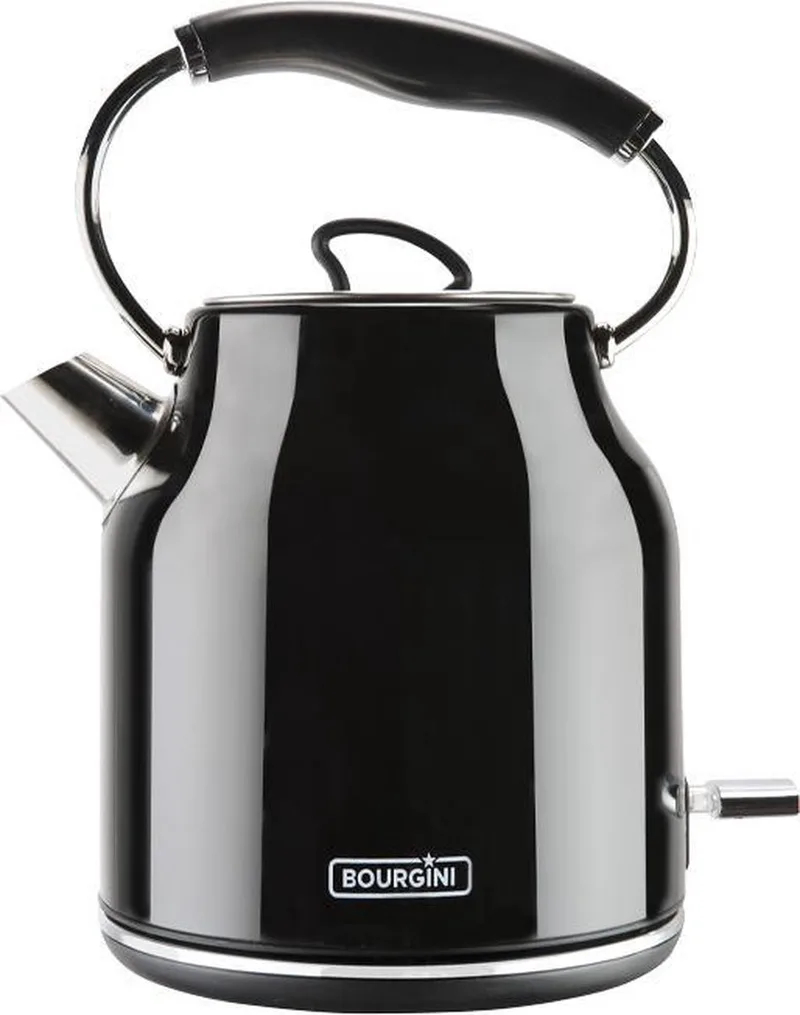 Retro Waterkoker - Snoerloos te gebruiken - Metaal - antikalk waterfilter - ruime 1.7L inhoud voor 8 koppen thee - BPA vrij by Bourgini in Black – product photo