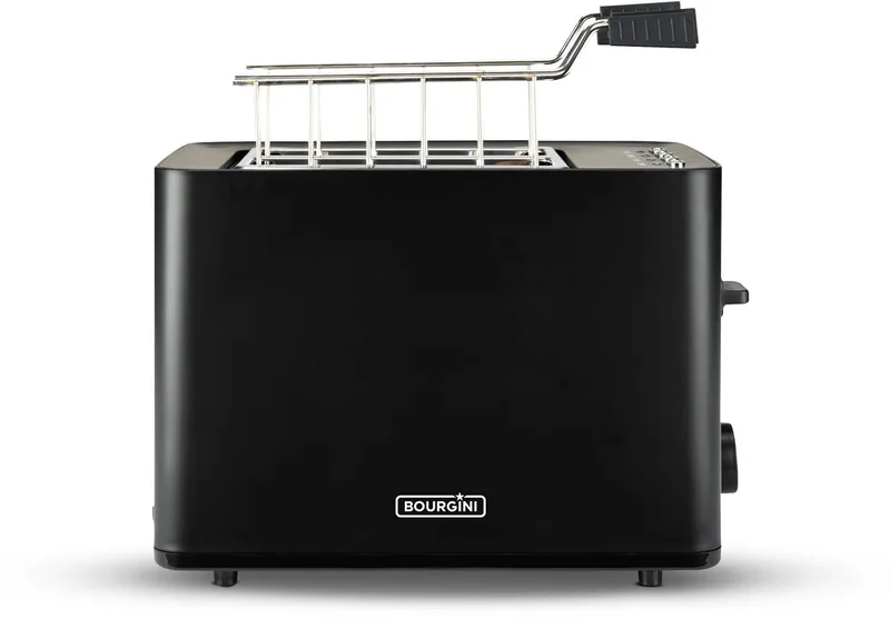 Tosti Toaster met Bagelfunctie - Broodrooster met Tostiklemmen - Zwart - Matte Finish - Extra brede sleuf geschikt voor 2 tosti's van Bourgini in Mat Zwart – productfoto