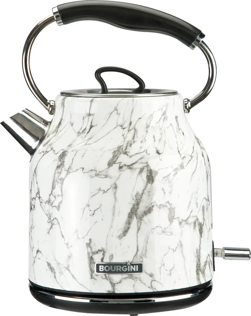 Waterkoker retro - Marmerprint - Snoerloos te gebruiken - Metaal - antikalk waterfilter - ruime 1.7L inhoud voor 8 koppen thee - BPA vrij by Bourgini in Marble – product photo
